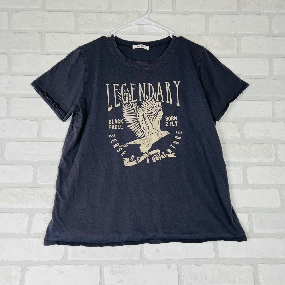Tres Bien Legendary Black Eagle Graphic Tee Faded Black Oversized Medium